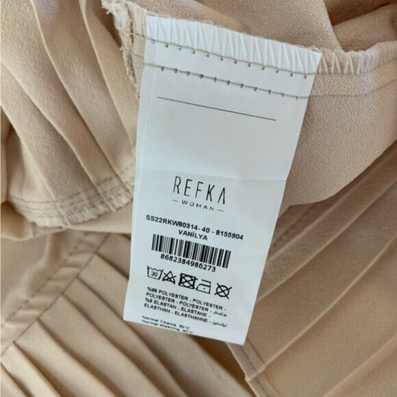 Refka Dress 8 Cream Modest Long Sleeve Pleated NWT Midi Office Wear - Picture 7 of 8